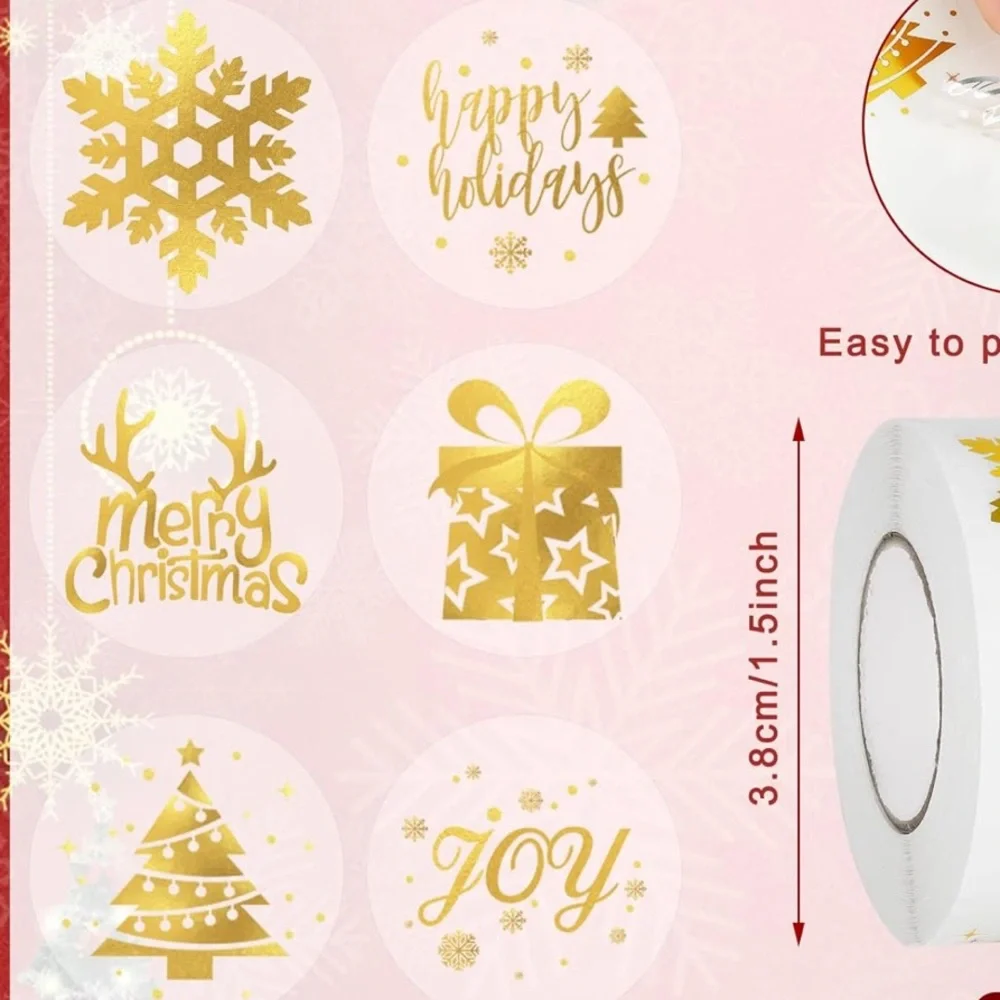 NEW! 🎉50 CLEAR gold foil Holiday stickers- 6 Designs- Clear stickers - Picture 2 of 8
